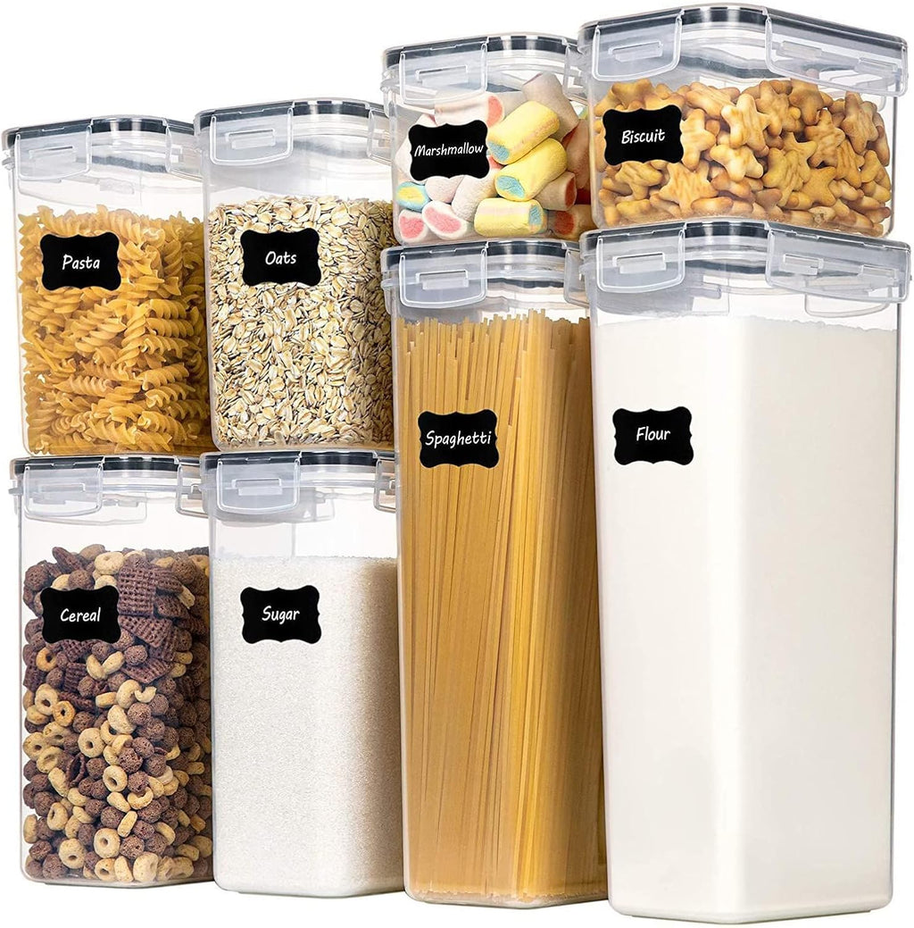 CARLA HOME 8 Piece Airtight Food Storage Containers Set with Lids & Labels for Kitchen Storage-2034461356647911424