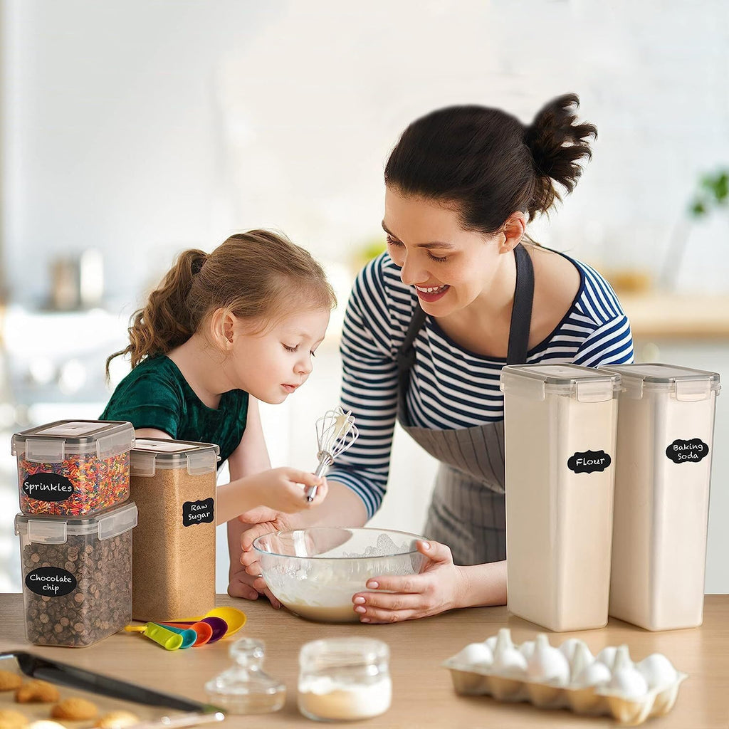 CARLA HOME 8 Piece Airtight Food Storage Containers Set with Lids & Labels for Kitchen Storage-2034461356647911425