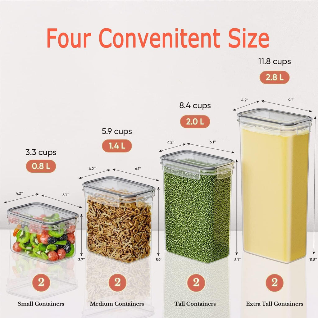 CARLA HOME 8 Piece Airtight Food Storage Containers Set with Lids & Labels for Kitchen Storage-2034461356647911426