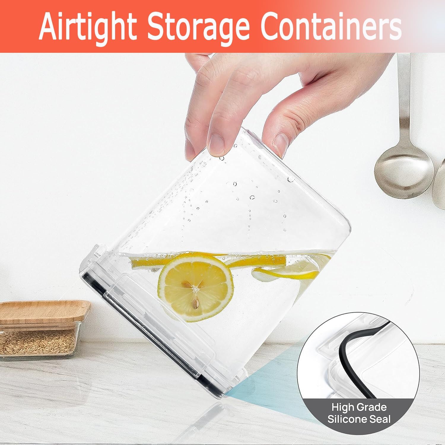 CARLA HOME 8 Piece Airtight Food Storage Containers Set with Lids & Labels for Kitchen Storage-2034461356647911427