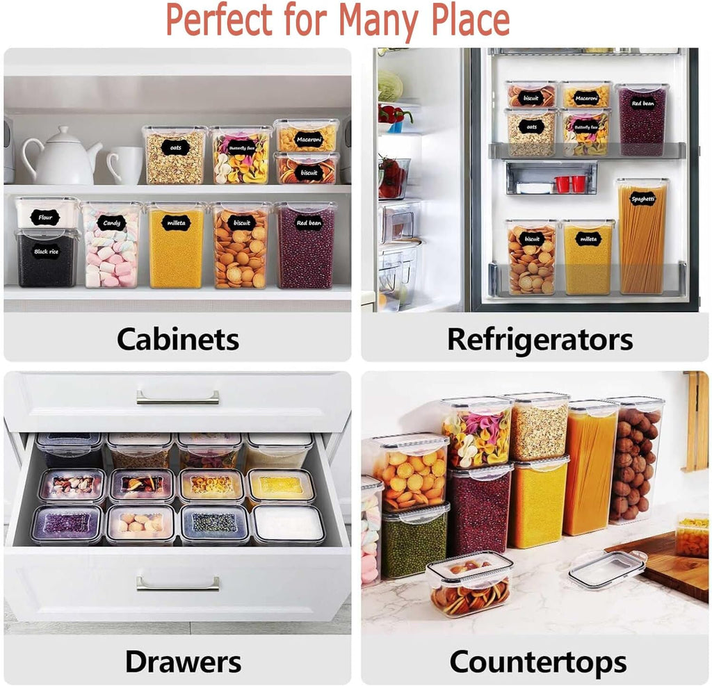 CARLA HOME 8 Piece Airtight Food Storage Containers Set with Lids & Labels for Kitchen Storage-2034461356647911428