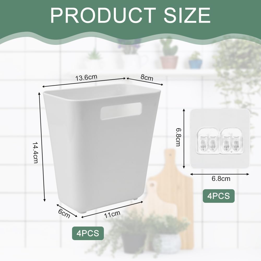 CARLA HOME 4-Pack Self-Adhesive Wall Storage Box for Cabinet Doors, Kitchen, Bathroom & Office-2034461359663616001