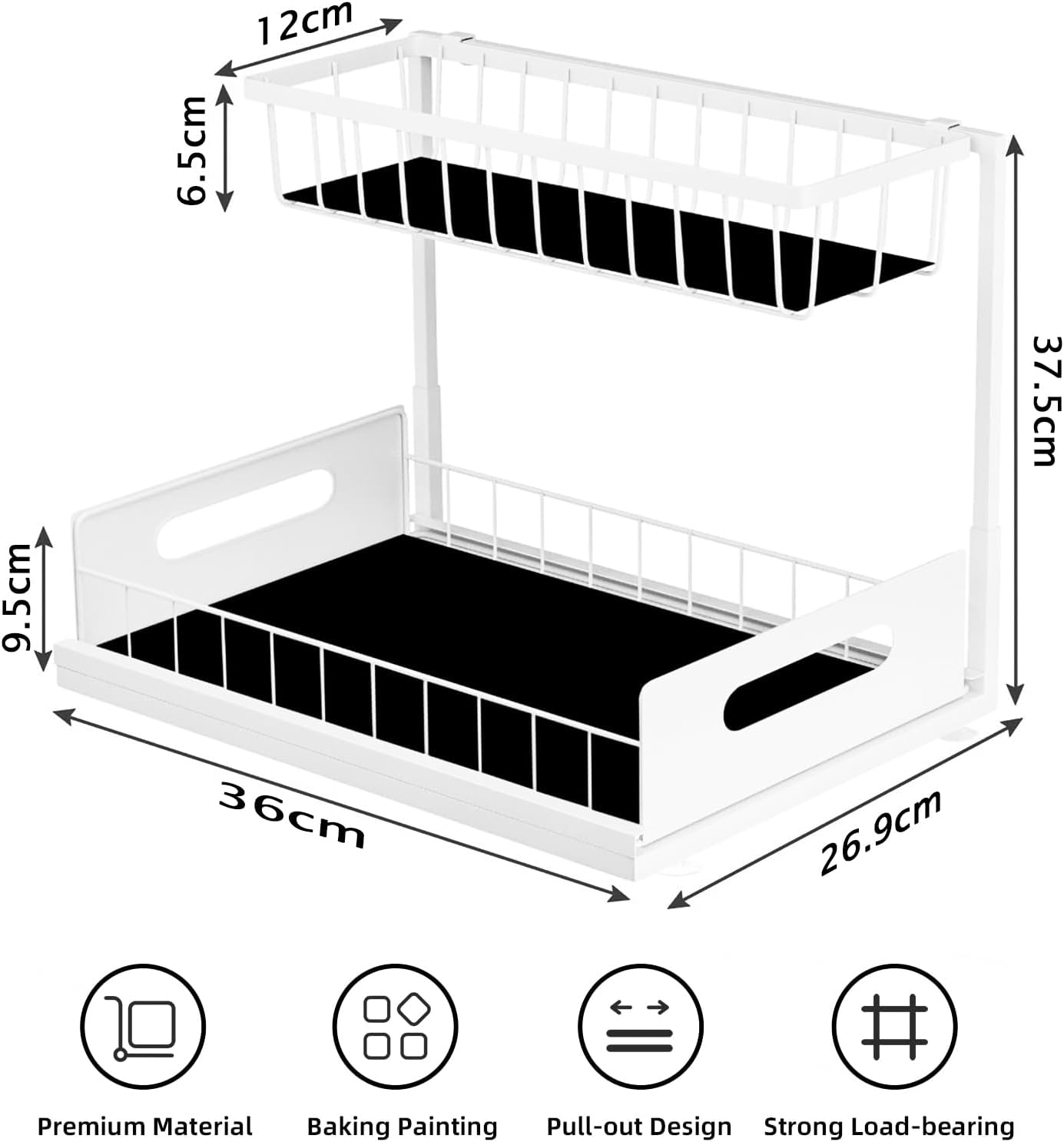 CARLA HOME 2 Tier Under Sink Organiser with Sliding Drawers for Kitchen & Bathroom-2034461361353920519