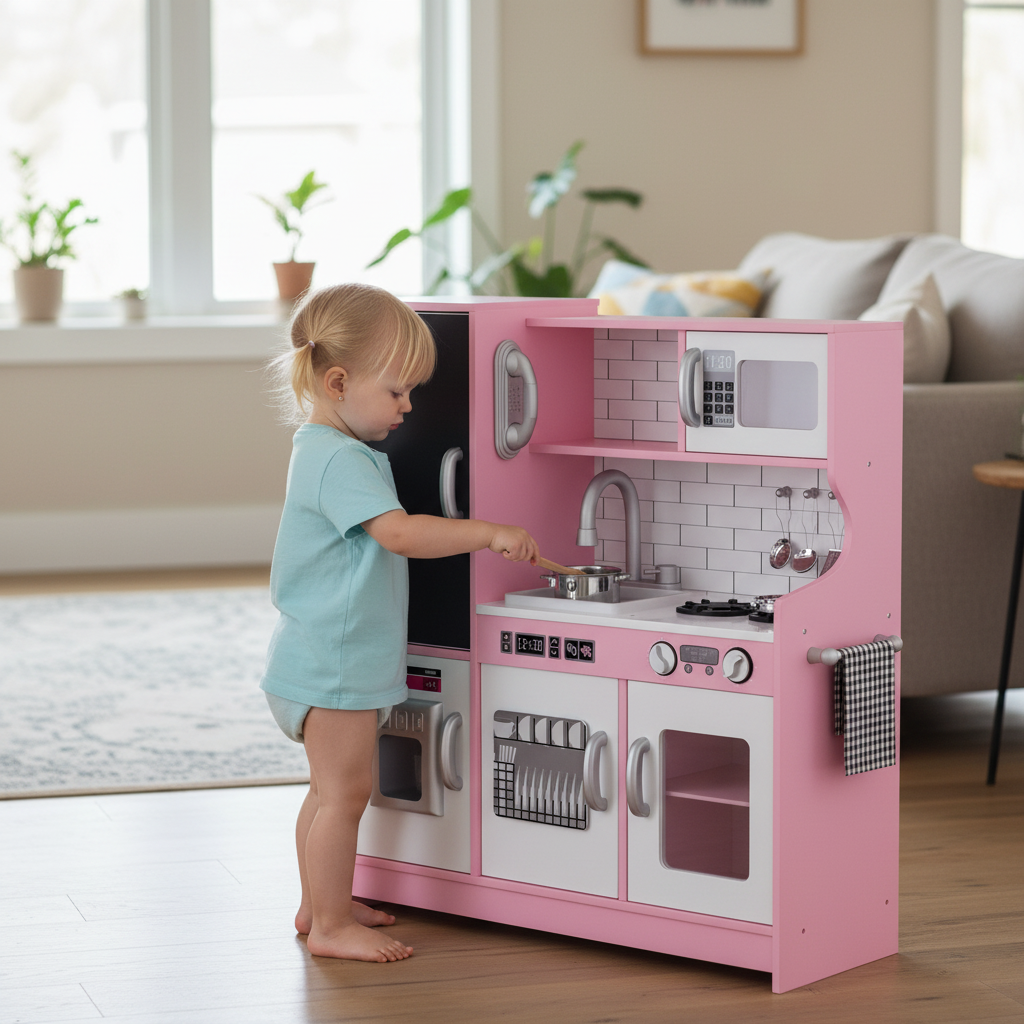 Bopeep Kids Kitchen Set Wooden Pretend Play Cooking Toys Play Set Oven Children