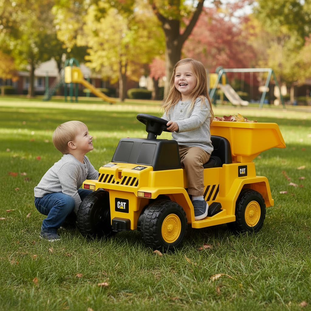 Ride On Dump Truck Electric CAT Liscenced Lights Kids Toddler Play Toy Outdoor