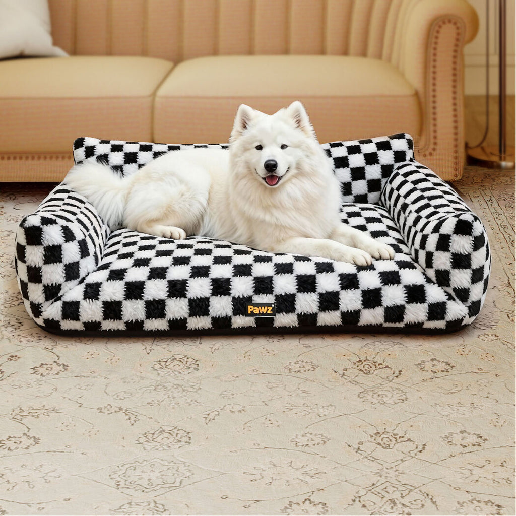 Pawz Pet Bed Plush Checkered Dog Bed Washable Cat Bed-2018816696273473542
