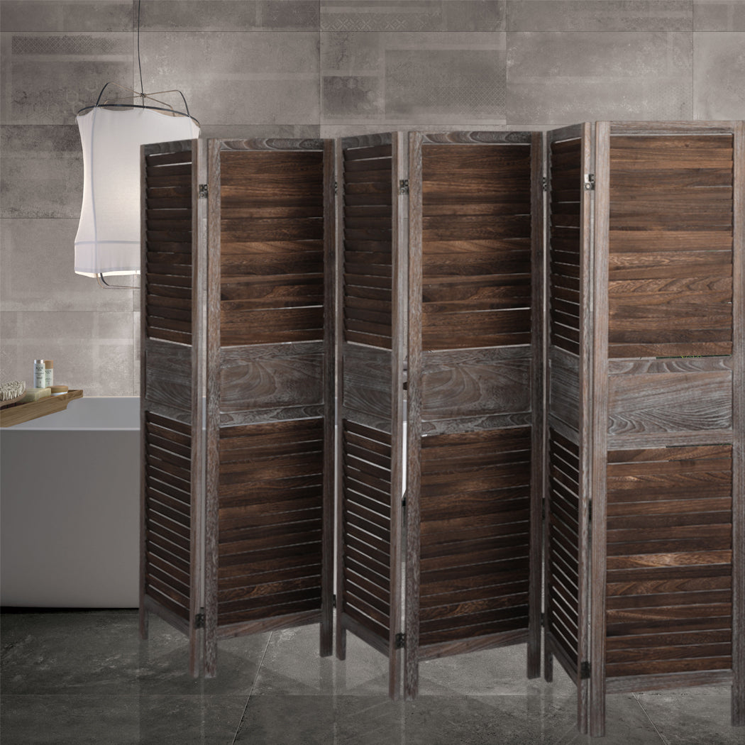 Levede Room Divider 6 Panel Folding Brown-2006732941086035975