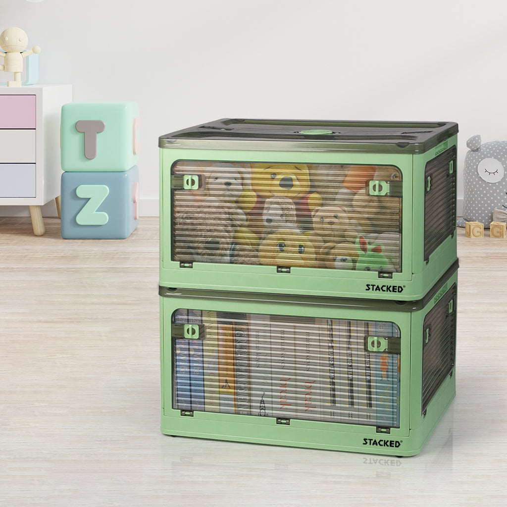 55L Storage Boxes Stackable Container M Green Medium-2018816677772398599