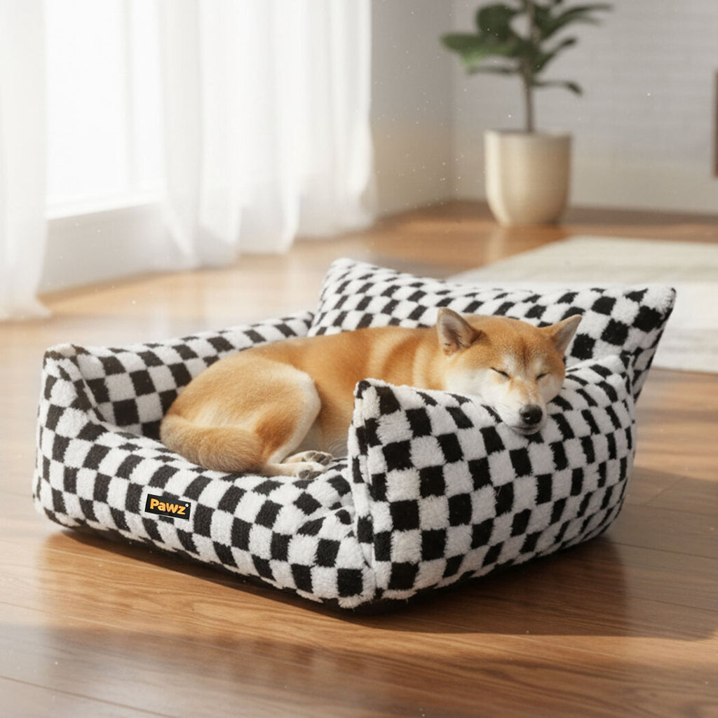 Pawz Pet Bed Plush Checkered Dog Bed Washable Cat Bed-2018816696277667840