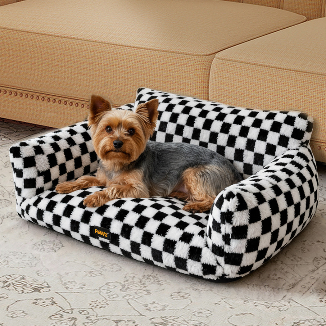 Pawz Pet Bed Plush Checkered Dog Bed Washable Cat Bed-2018816665319510023