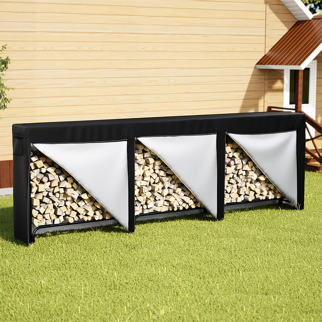 Moyasu Outdoor Firewood Rack Storage with Cover-2029387206392680455