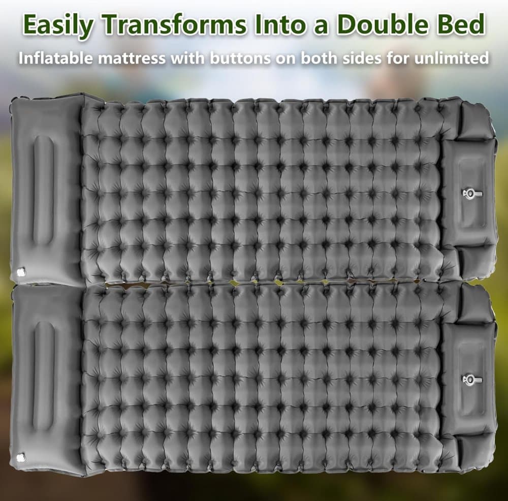 Self-inflating mattress Black, 10cm, waterproof lightweight tear-resistant durable with foot pump for camping beach hiking