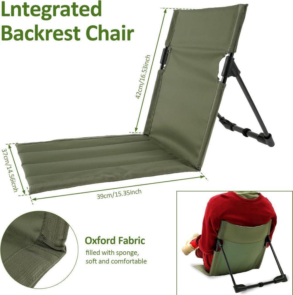 Foldable Beach Chair with Storage Bag, Collapsible Sun Lounger, Padded Lightweight Camping Chair, Green
