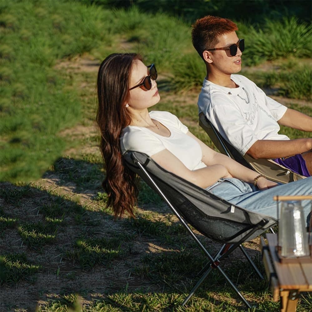 1 Pack Lightweight Folding Camping Chair with Carry Bag, Padded Collapsible Sun Chair for Hiking, Gray, Aluminum