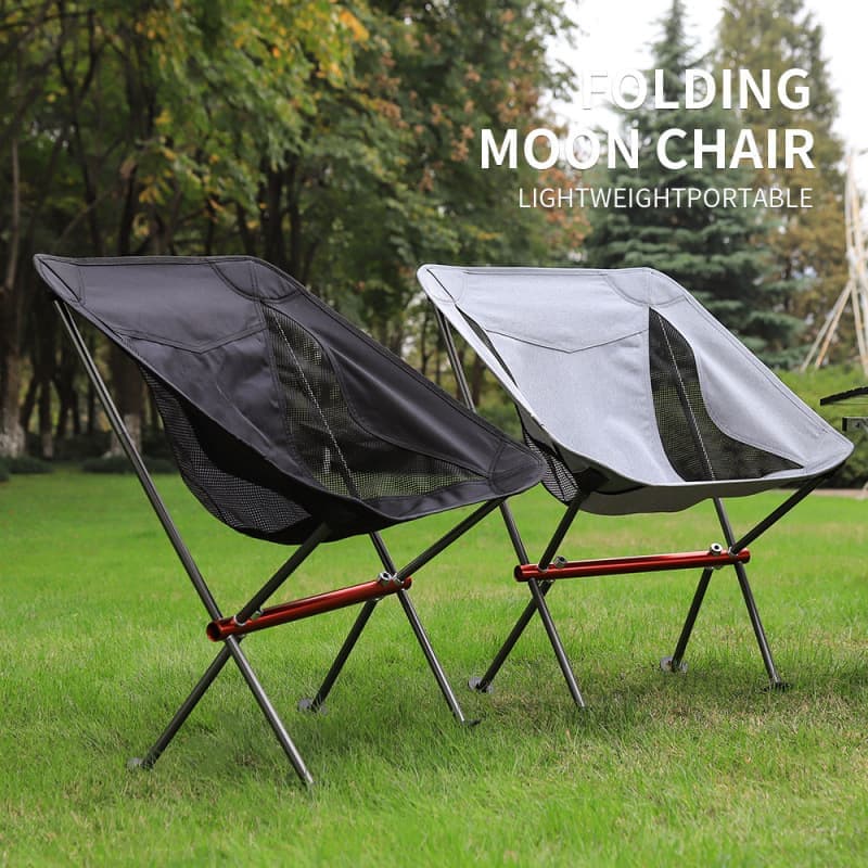 1 Lightweight Folding Camping Chair with Carry Bag, Padded Collapsible Sun Chair in Aluminum, Black