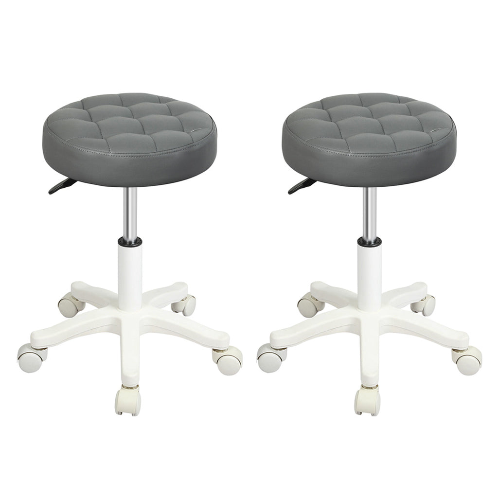Levede 2x Rolling Bar Stool Swivel Salon SPA Chair Grey-2018816801848299520