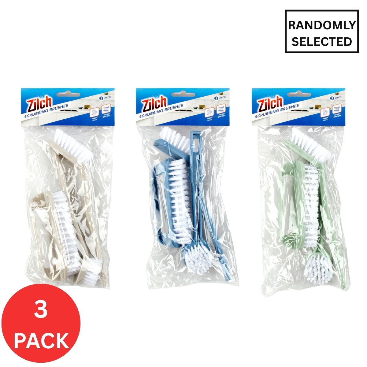 3x Zilch Dishwashing & Scrubber Brush 3pc Set-2018816644759031810