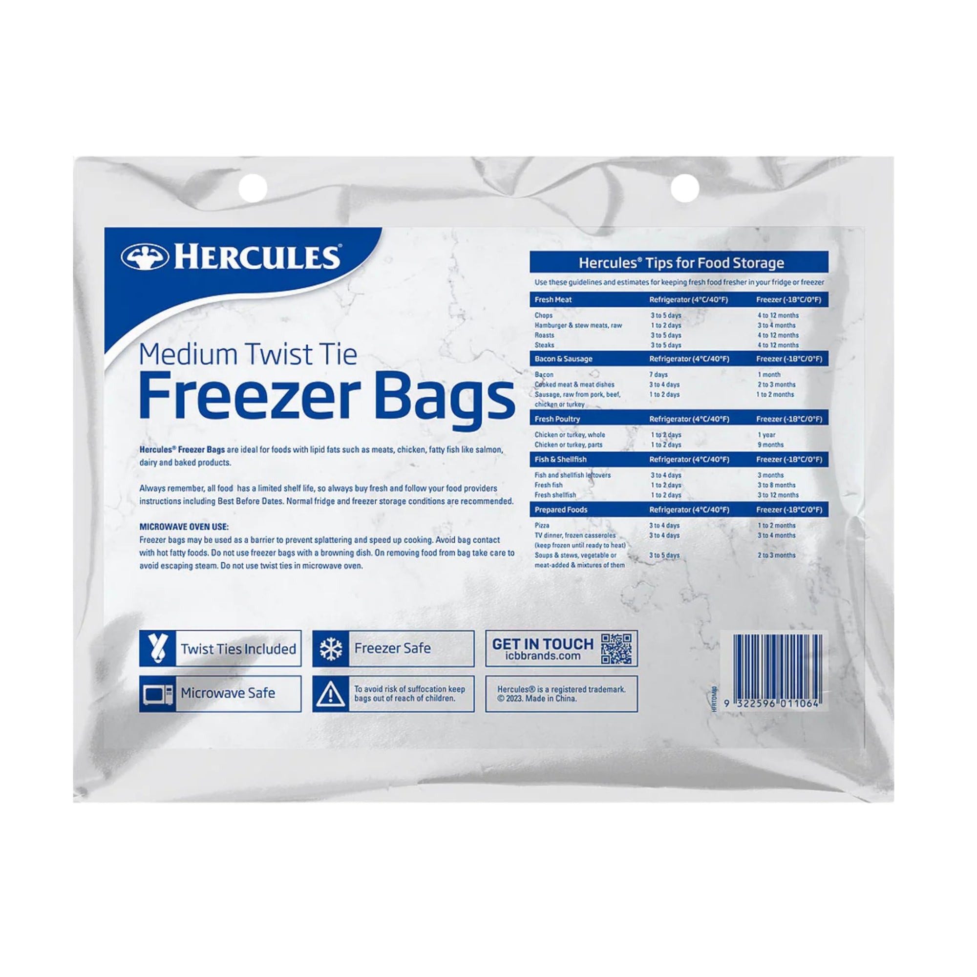Hercules Tear-Off Freezer Bags Medium 80pk x3-2017004937921302530