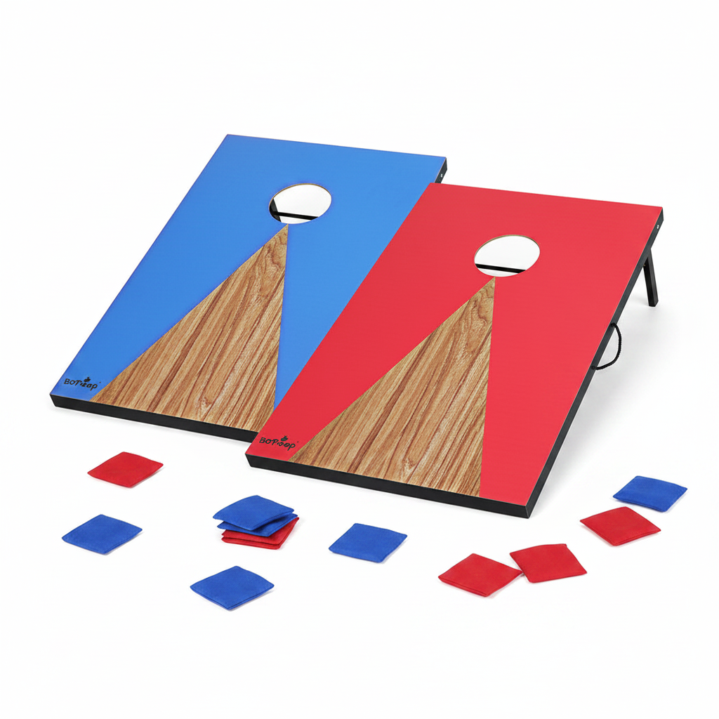 Bopeep 2Pcs Kids Bean Bag Toss Cornhole Game Set with 8 Bean Bags Wooden Outdoor