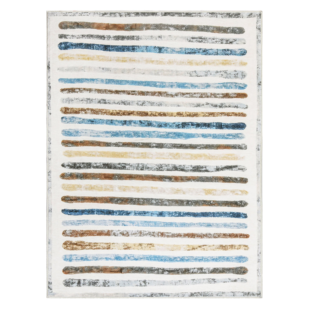 Marlow Floor Rug Short Pile Washable Carpet Soft Plush Non Slip Stripe 160x120-2018816747121020928