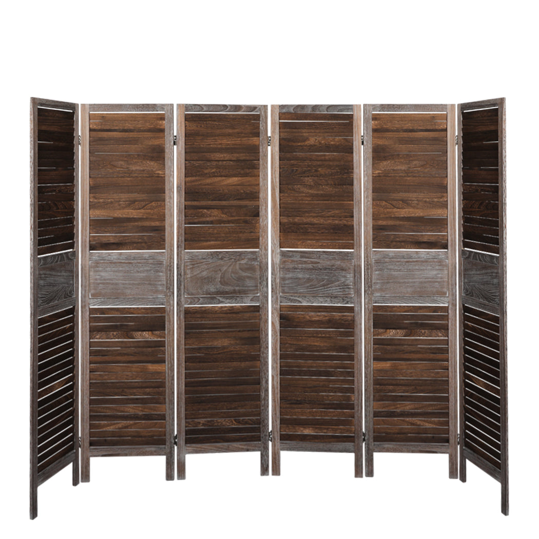Levede Room Divider 6 Panel Folding Brown-2006732941086035969