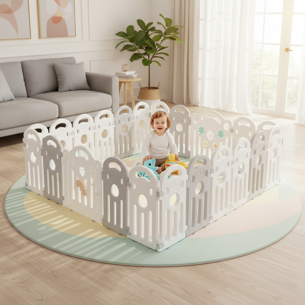 Bopeep Kids Playpen Baby Safety Gate Toddler Fence Child Play Game Toy 22 Grey