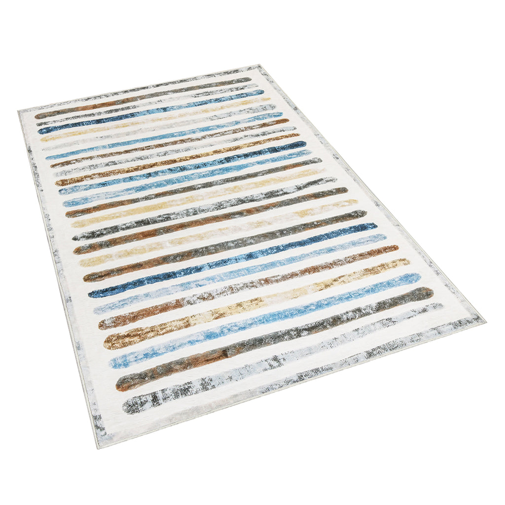 Marlow Floor Rug Short Pile Washable Carpet Soft Plush Non Slip Stripe 160x120-2018816747121020929