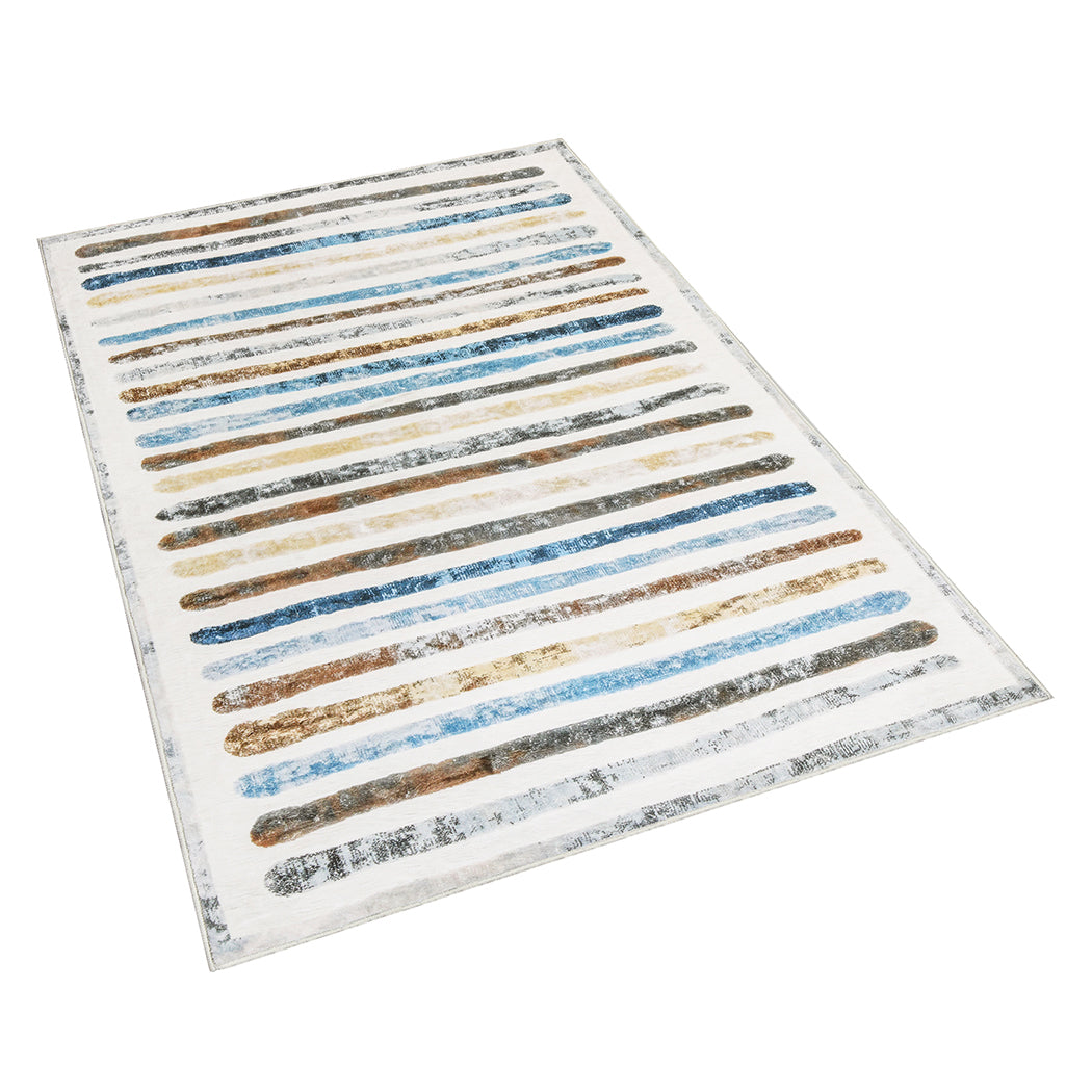 Marlow Floor Rug Short Pile Washable Carpet Soft Plush Non Slip Stripe 160x120-2018816747121020929
