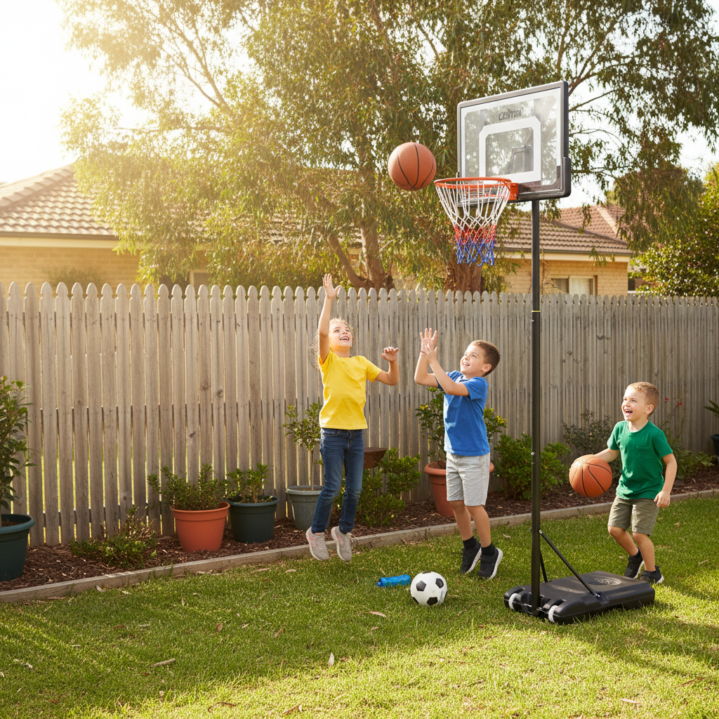 Centra Basketball Hoop Stand Ring Portable 2.1m Adjustable Height Kids Backboard