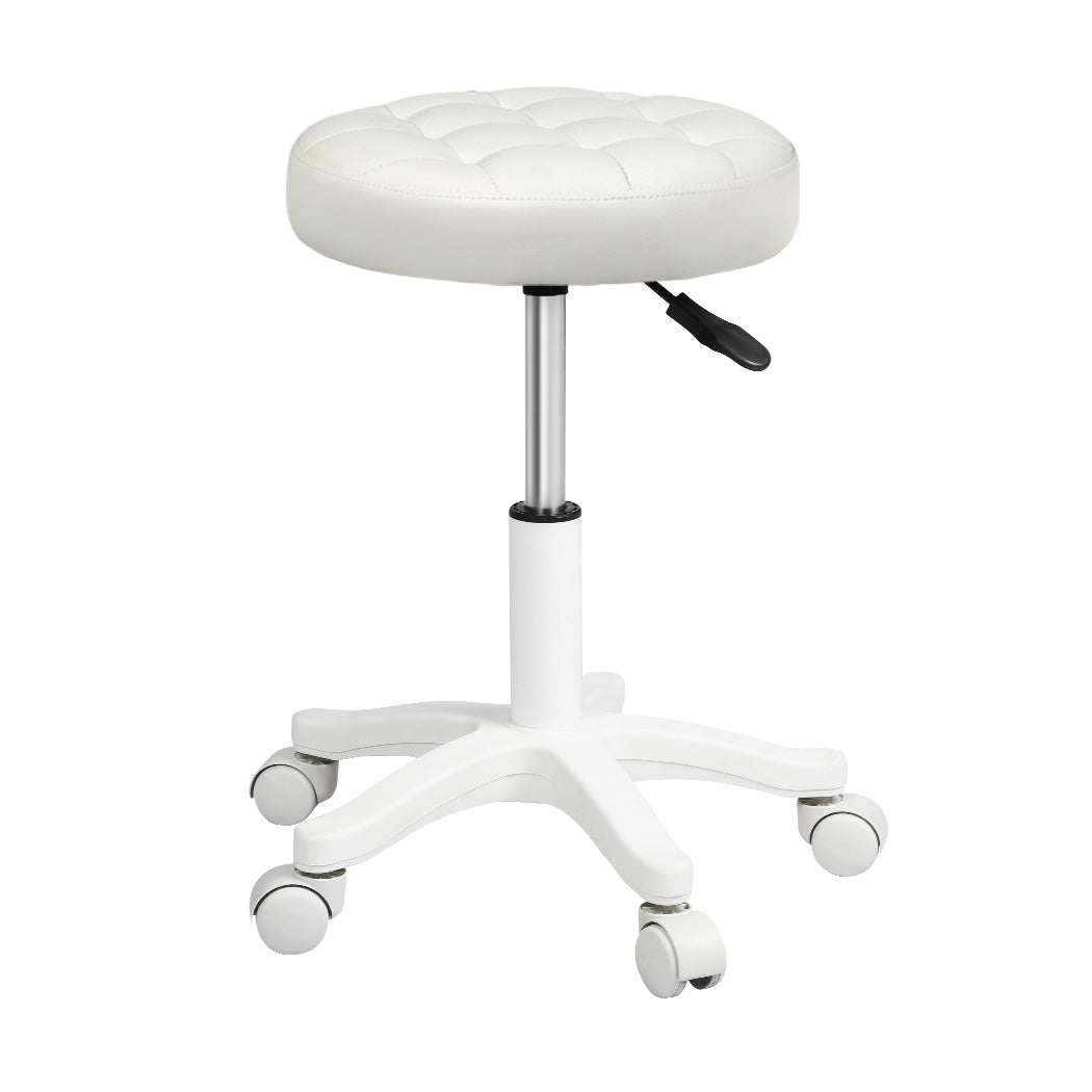 Levede 4x Rolling Bar Stool Swivel Salon SPA Chair Beige-2029387306187755521