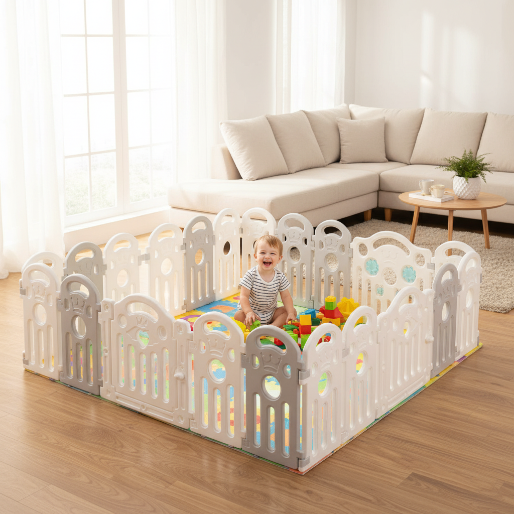 Bopeep Kids Playpen Baby Safety Gate Toddler Fence Child Play Game Toy 22 Grey