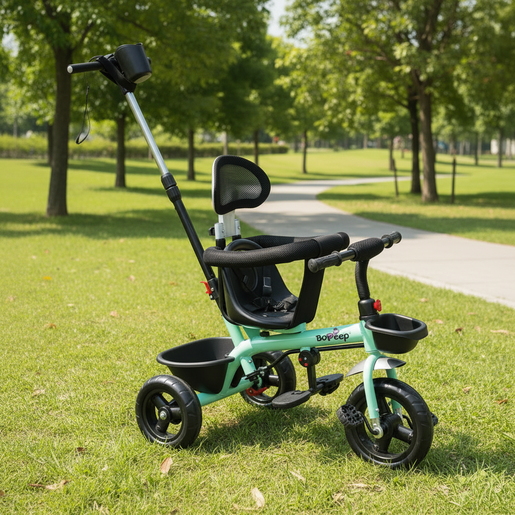 Bopeep Kids Tricycle Ride On Trike Toddler Balance Bike Prams Stroller Green