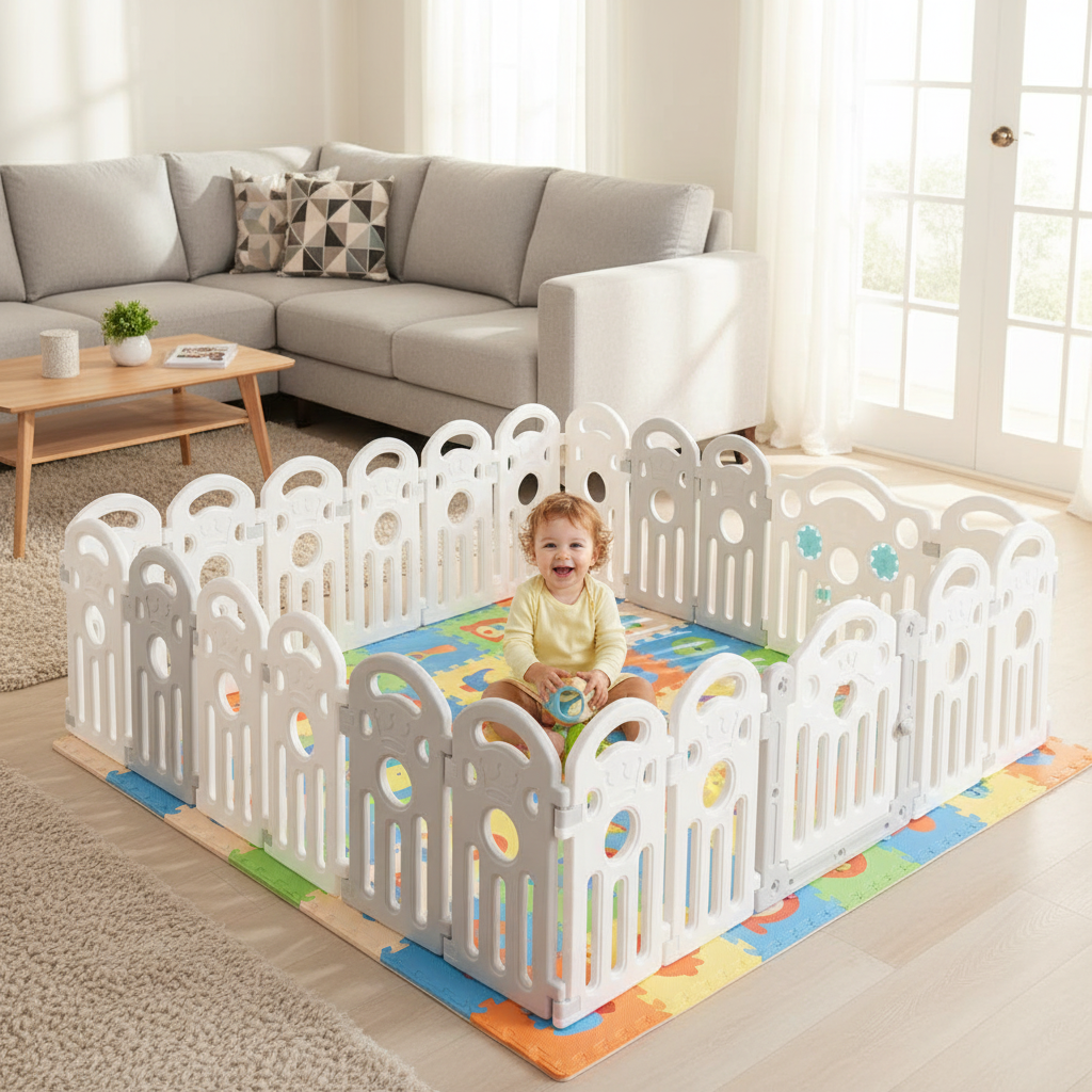 Bopeep Kids Playpen Baby Safety Gate Toddler Fence Child Play Game Toy 22 Grey