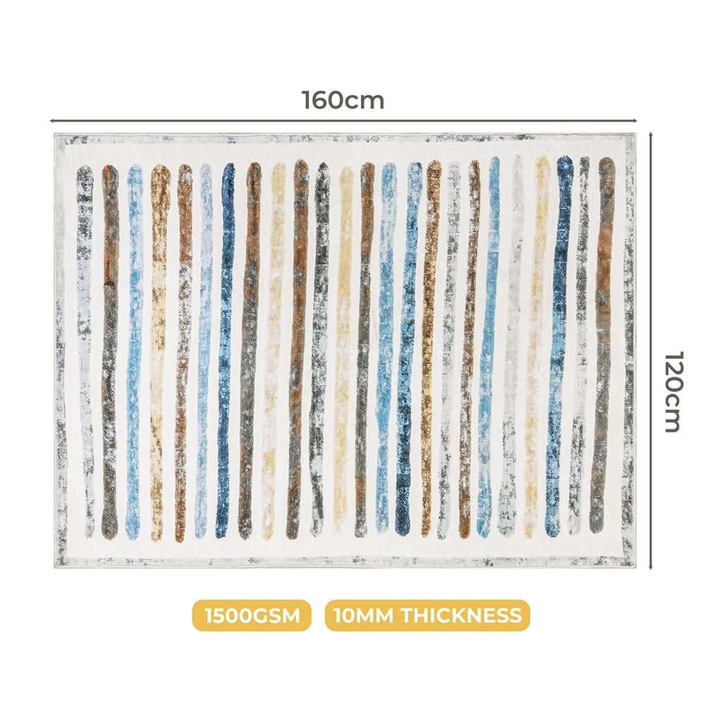Marlow Floor Rug Short Pile Washable Carpet Soft Plush Non Slip Stripe 160x120-2018816747121020930