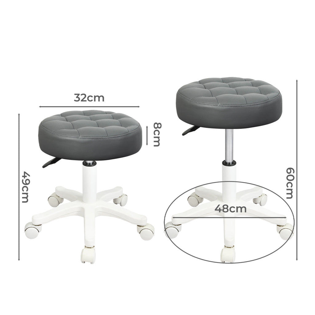 Levede 2x Rolling Bar Stool Swivel Salon SPA Chair Grey-2018816801848299522