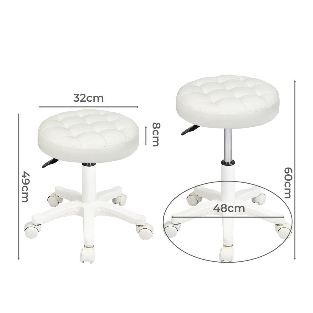 Levede 2x Rolling Bar Stool Swivel Salon SPA Chair Beige-2018816833955696642