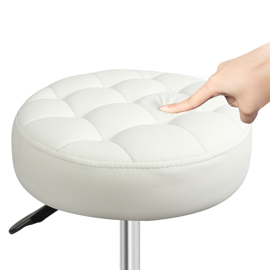 Levede 4x Rolling Bar Stool Swivel Salon SPA Chair Beige-2029387306187755524