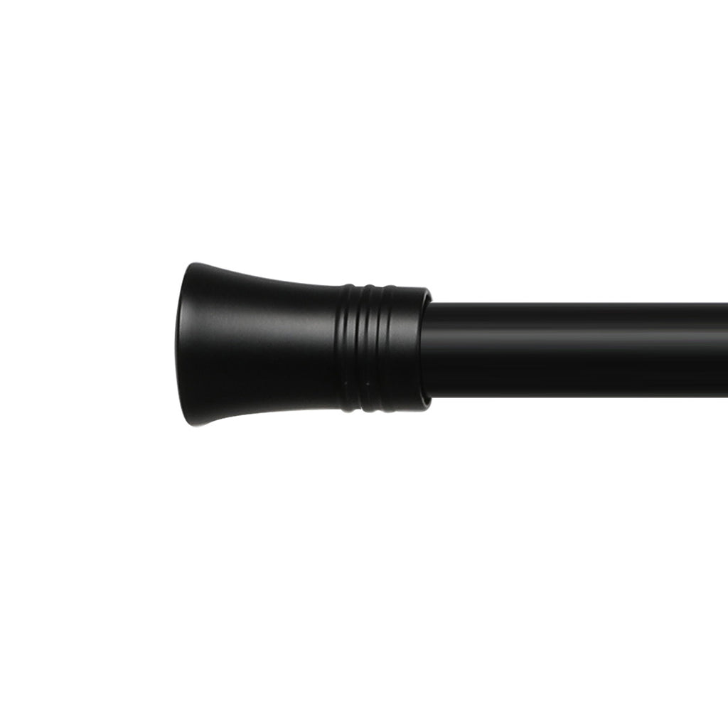 Marlow Black Curtain Rod Steel Quiet Rail Pole Pommel Set Extendable-2018816719925153796