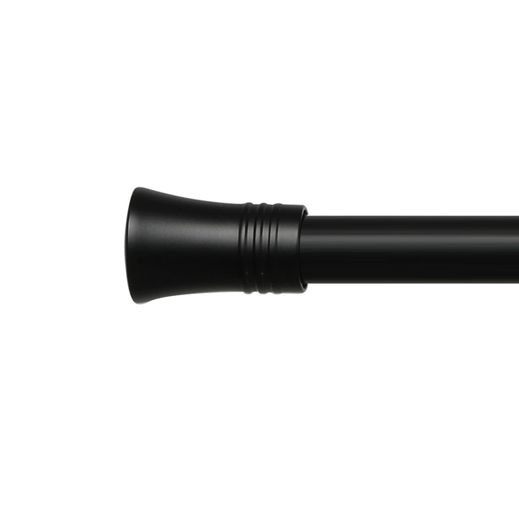 Marlow Black Curtain Rod Steel Quiet Rail Pole Pommel Set Extendable-2018816719925153796