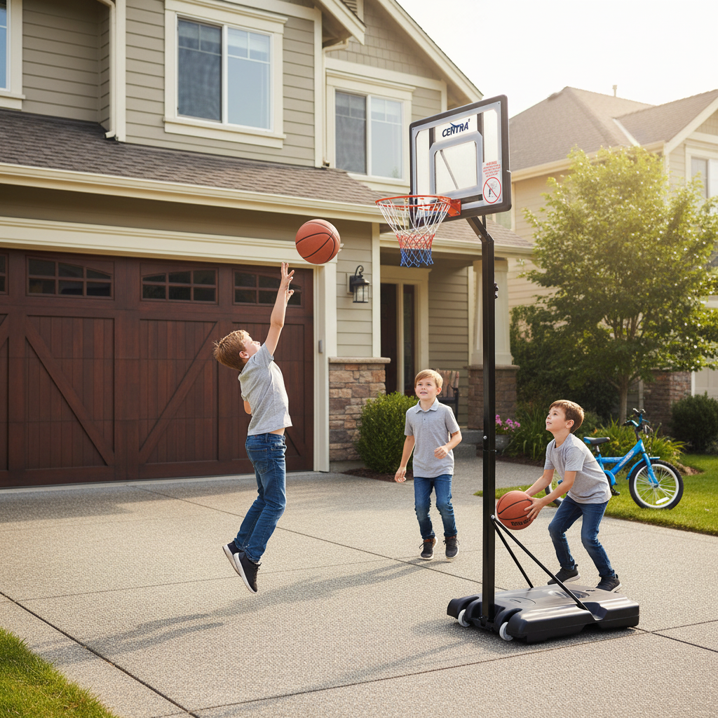 Basketball Hoop Stand System Height Adjustable Portable with Large Backboard Net