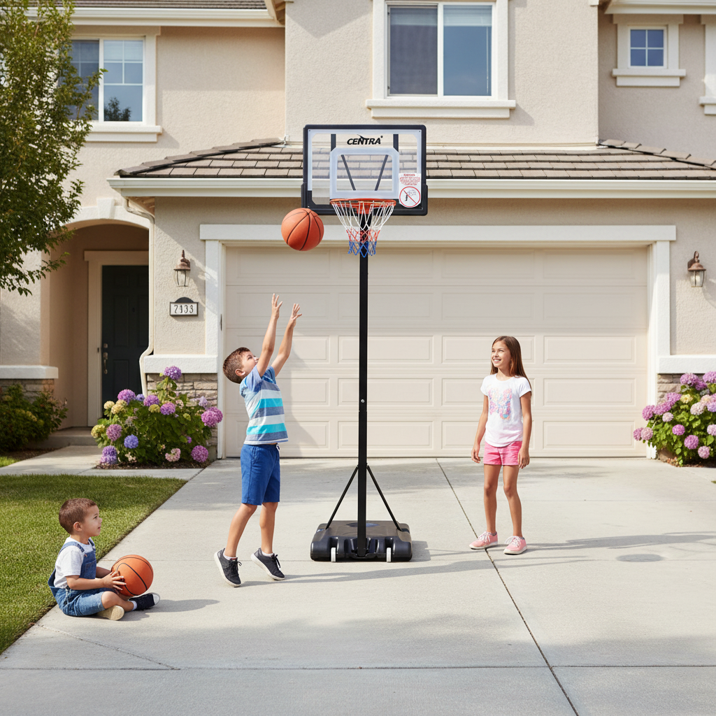 Basketball Hoop Stand System Height Adjustable Portable with Large Backboard Net