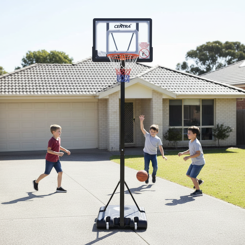 Basketball Hoop Stand System Height Adjustable Portable with Large Backboard Net