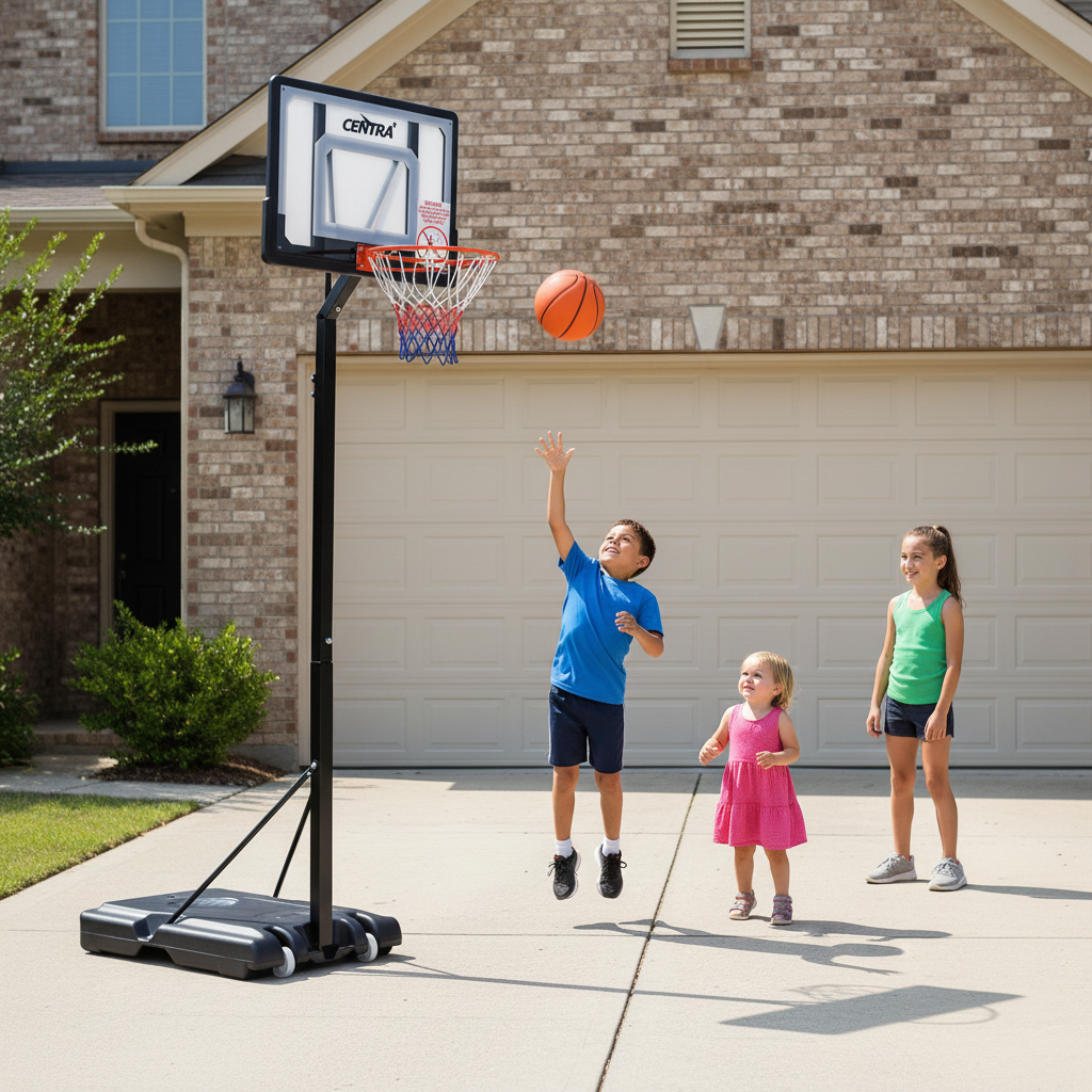 Basketball Hoop Stand System Height Adjustable Portable with Large Backboard Net